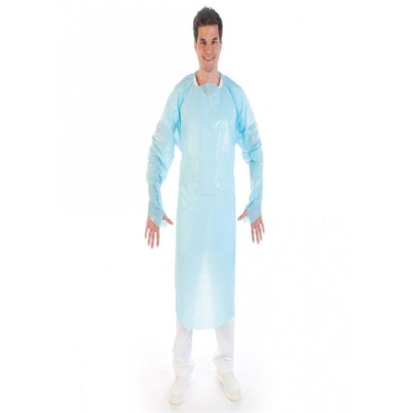 Blue / Customized Disposable Isolation Gowns With Thumb Loop And Embossed