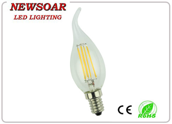 Quality low energy consumpion 100v-260v 4w E14 led candle light with tail wholesale