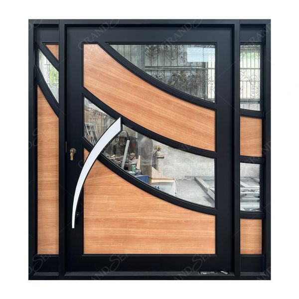 Modern Screen Custom Arches Top Exterior Front Double Entry Iron Glass Door