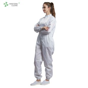 Cheap ESD Clean Room Garments Clean Room Coveralls Conductive Fiber With Dust Free Sterilization for sale