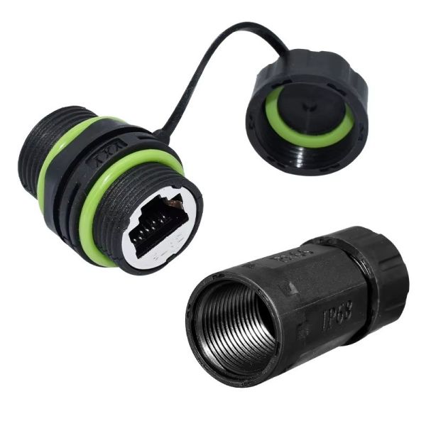 M20 RJ45 Waterproof Connector Zinc Alloy Panel Type IP68 Waterproof Network