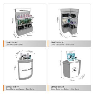 Display Showcase Grey Wooden Boutique Edge Cabinet With Led Lights For Visual