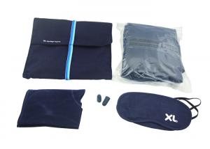China Airline Amenity Kits Blue Color Travel Sleeping Kits With Inflatable Pillow And Blanket on sale