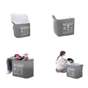 White Kids Baby Cotton Canvas Fabric Storage Bin Dirty Cloth Toys Collecting