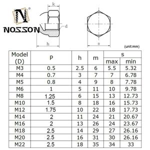 Metric Measurement System 304 316 Stainless Steel Hexagon Cap Nut M3 m4 m5 m8