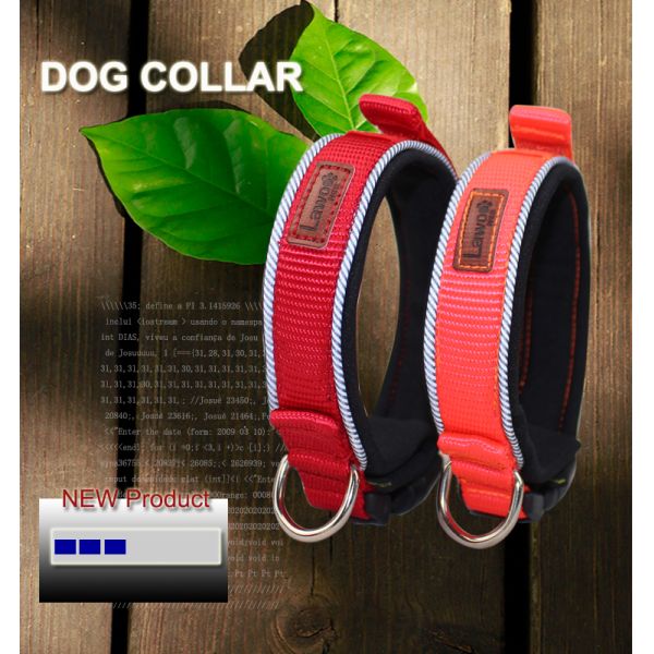 C601 Wholesale Adjustable Custom Print LOGO Soft Reflective Tape Padded Nylon Webbing Pet Dog Collar