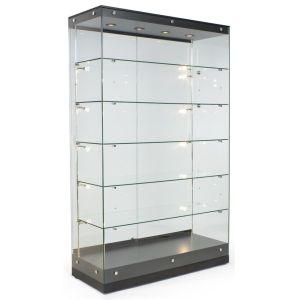 Cheap 48&quot; Glass Trophy Display Case With Black Finish for sale