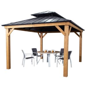 Gazebo Polycarbonate Double Roof Canopy Outdoor Aluminum Frame Pergola,