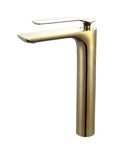 Brushed Golden Brass Basin Mixer Faucet Single Lever Basin Mixer Bathroom Hot