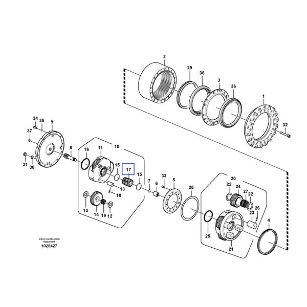 Digger Planetary Gear Set VOE14505752 EC210C EC220D EC240B EC240C EC250D Final Drive 2nd Sun Gear