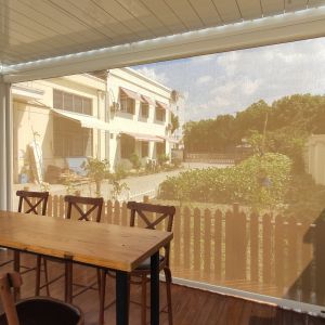 Windproof Zip Track Blinds For Pergola Canopy Restaurant Balcony