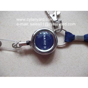 Id badge neckstrap with epoxy dome retractable pull reel,
