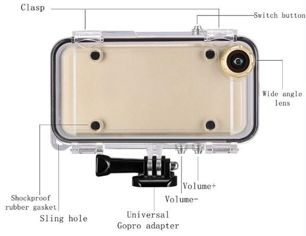 Extreme Sports Waterproof Case With 170 Degrees Wide Angle Lens For iPhone 5/5s/5c/6/6s 4.7''/6plus 5.5''