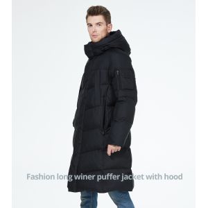 Cheap Double Layer Cuff Long Jacket Pocket With Hood Mens Parka Coat With Stand Collar for sale