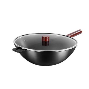 2.3kg Kitchen Frying Pans ILAG Coating 32cm Non Stick Wok With Lid