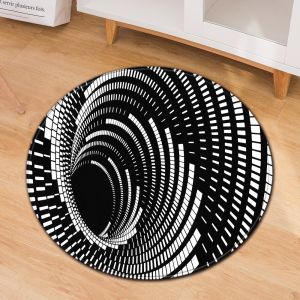 3D Geometric Pattern Round Chair Mat Living Room Sofa Floor Carpet