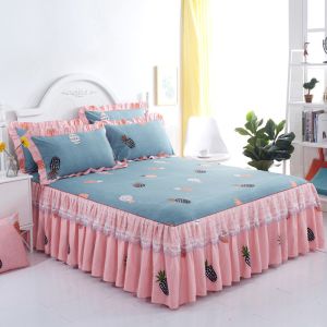 Double Lace Bed Sheets with Bed Skirt Set in National Standards Color Fastness