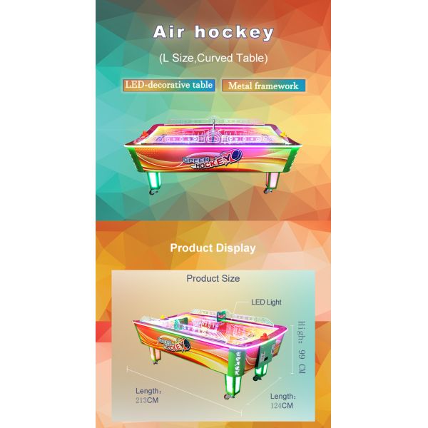 Curve Surfuce Air Hockey 2 Players Coin Operated Machine / Ticket Redemption Games
