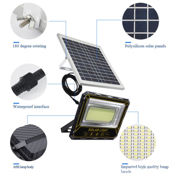 Industrial Waterproof Solar Floodlight Led IP65 Outdoor Portable Telescopic 200W