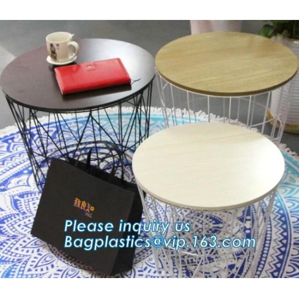 Quality Wooden top metal wire coffee table design, customized design size wire coffee side tables, Black iron base and transpare wholesale