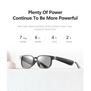 Stereo Sound Black Bluetooth Sunglasses With Call 90mAh Capacity BT 5.1 Version