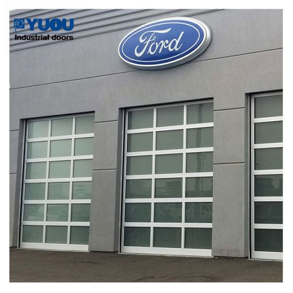 Quality Transparent PC Glass Sectional Garage Doors Automatic Aluminum Frame 410mm wholesale