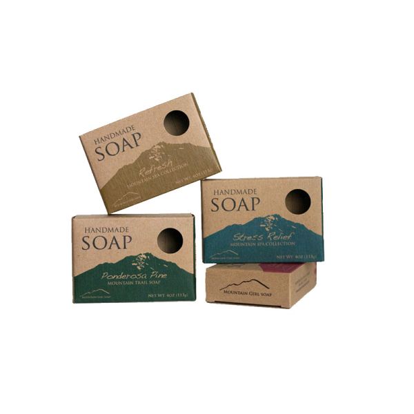 Quality Custom Printed Small Brown Kraft Paper Soap Boxes Packaging With Window wholesale