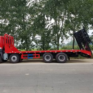China CIMC High Strength Low Alloy Steel Q345 2 Axles 35T Flatbed Container Transport Semi Truck Trailer on sale