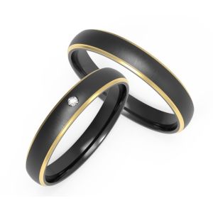 China Personalized design IP Gold Rhodium Black Zirconium Ring Wedding Band Jewelry on sale