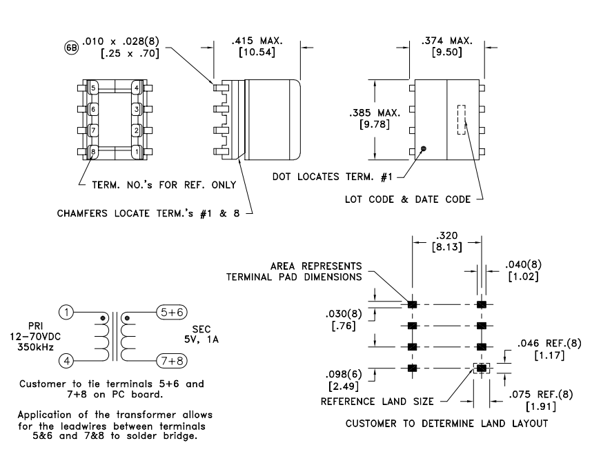 Surface Mount Smps Flyback Transformer For Isolated Dc / Dc Power Supplies 750317605