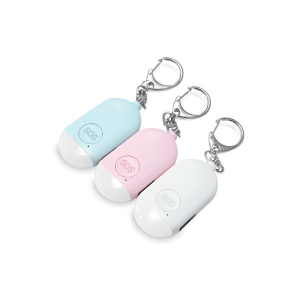 Quality SOS Emergency Personal Alarm Keychain colorful USB Rechargeable dural led light wholesale