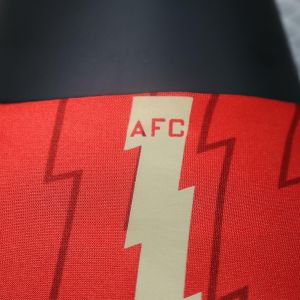 Permeable Red Football Shirt Durable Polyester Player Edition Jersey