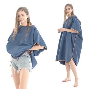 Cheap Custom Adult Microfiber Poncho Towel Hooded Beach Towel Swim Changing Robe Surf for sale