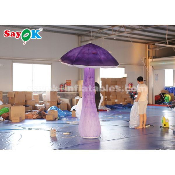 Amazing 2.5m Inflatable Lighting Decoration Hanging Mushroom With Blower