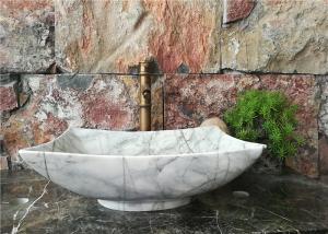 Cheap Polygonal Marble Bathroom Sink , Natural Stone Vessel Sinks For Bathroom for sale
