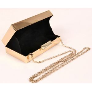 Luxury Rectangle Shape Gold Sparkly Clutch Bag Special Design