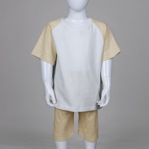 Organic Cotton Family Matching Outfit 190gsm Color Block Raglan Short Sleeves