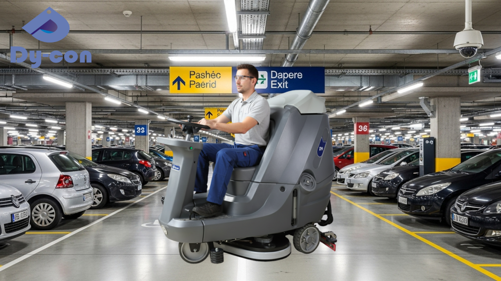 Powerful Ride-On Scrubber For Fast & Efficient Parking Garage Cleaning