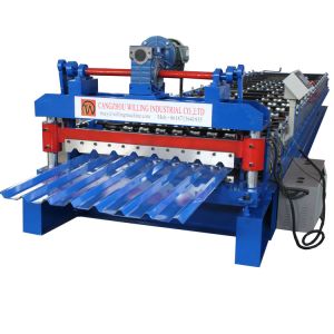 China Trapezoidal Profile Ppgi Roof Tile Roll Former Electric Cutting on sale