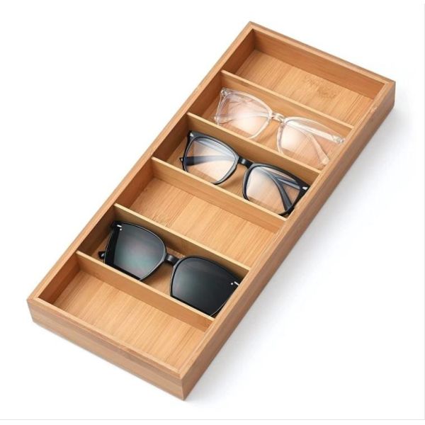Quality Bamboo Rectangle Sunglasses Display Box 6 Slot wholesale