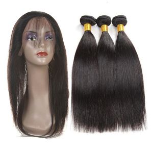 Straight Genuine 360 Lace Frontal Closure With Bundles Customized Length