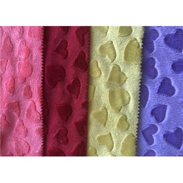 Polyester Super Soft Embossed Heart Brushed Minky Plush Fabric For Blanket