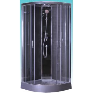 Cheap Quadrant Shower Cubicles 900 X 900 X 2100 MM Circle Grey ABS Tray Chrome Profiles for sale