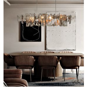 Modern Designer metal fragment Art Chandelier Rectangle Kitchen Island Hanging