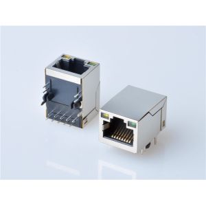 RJ45 Modular Jack Connector,Transformer, with LED,Side Entry, 10/100 Mbps