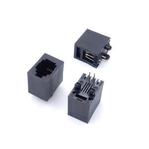 Plastic Top Inlet 5224 Vertical 4P4C RJ11 Female Connector For Telephone
