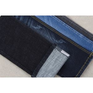 Indigo Blue Crosshatch Denim Fabric Slub Full Stretch 10.3 Once Jeans Materials