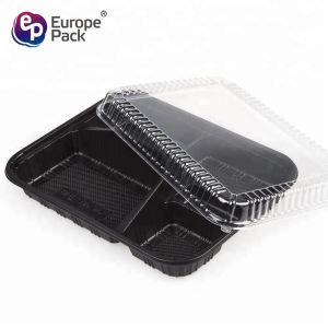 Japanese Disposable Bento Tiffin Lunch Boxes Black with 5 Compartments Storage