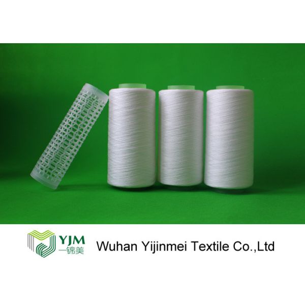 AAA Grade 30/2 Series Ring Spun Polyester Yarn , Raw White Yarn On Plastic