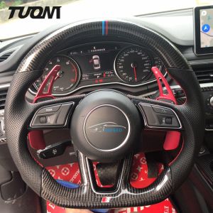 China Black Round Led Leather Audi Carbon Fiber Steering Wheel Plain Weave OEM on sale